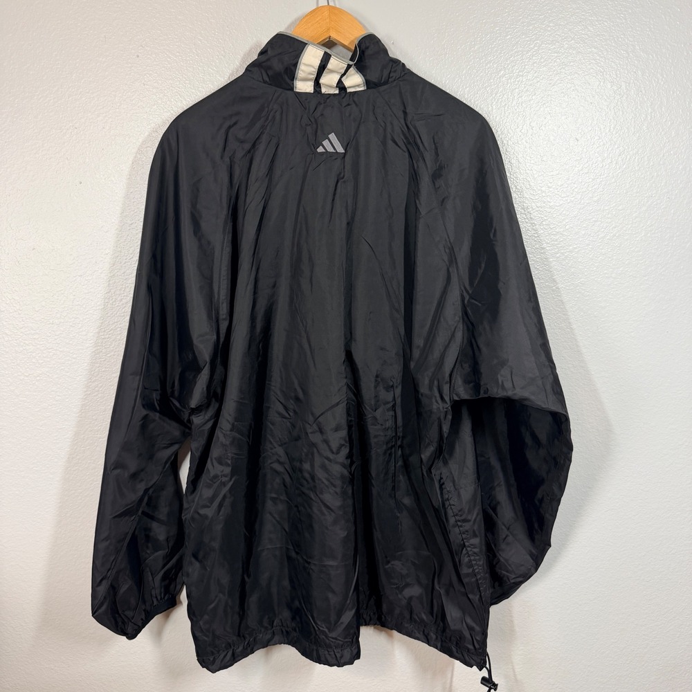 Adidas Windbreaker Jacket Mens Large Black White Stripe Full Zip Vintage 90s - Picture 2 of 6